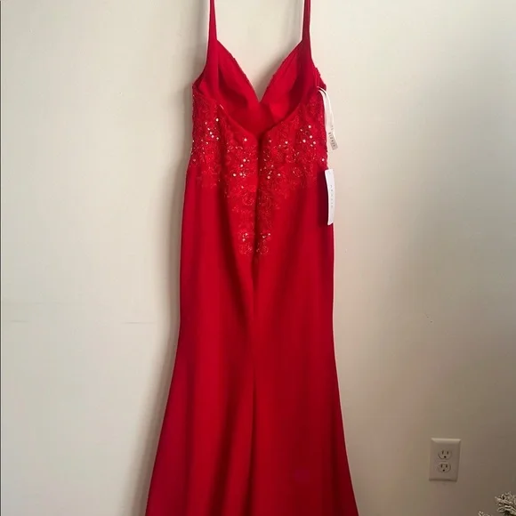 Azazie Adaly Red Dress with Sequin Details - Picture 7 of 13